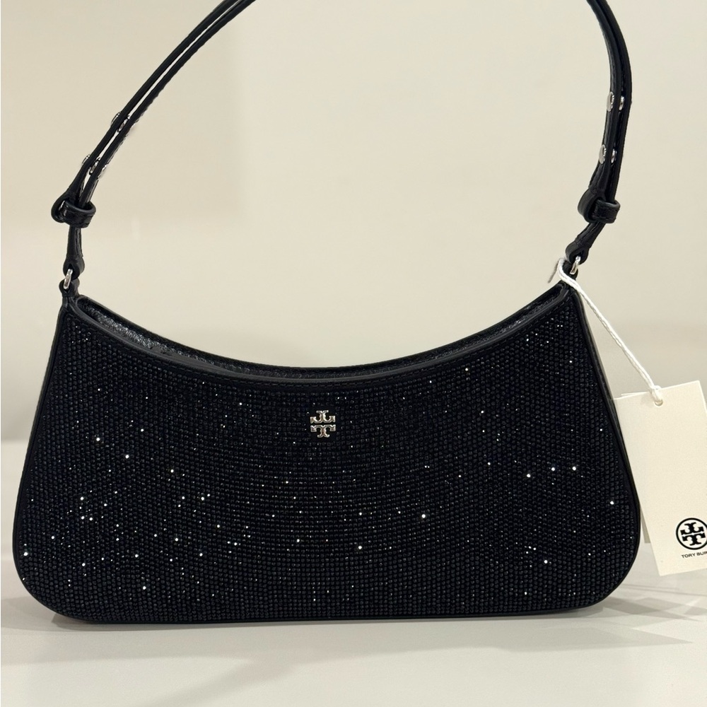 Tory Burch Black Glitter Shoulder Bag